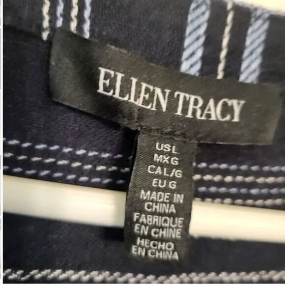 Ellen Tracy Navy and White Linen Blend Tunic Size Large NWT - Picture 6 of 7